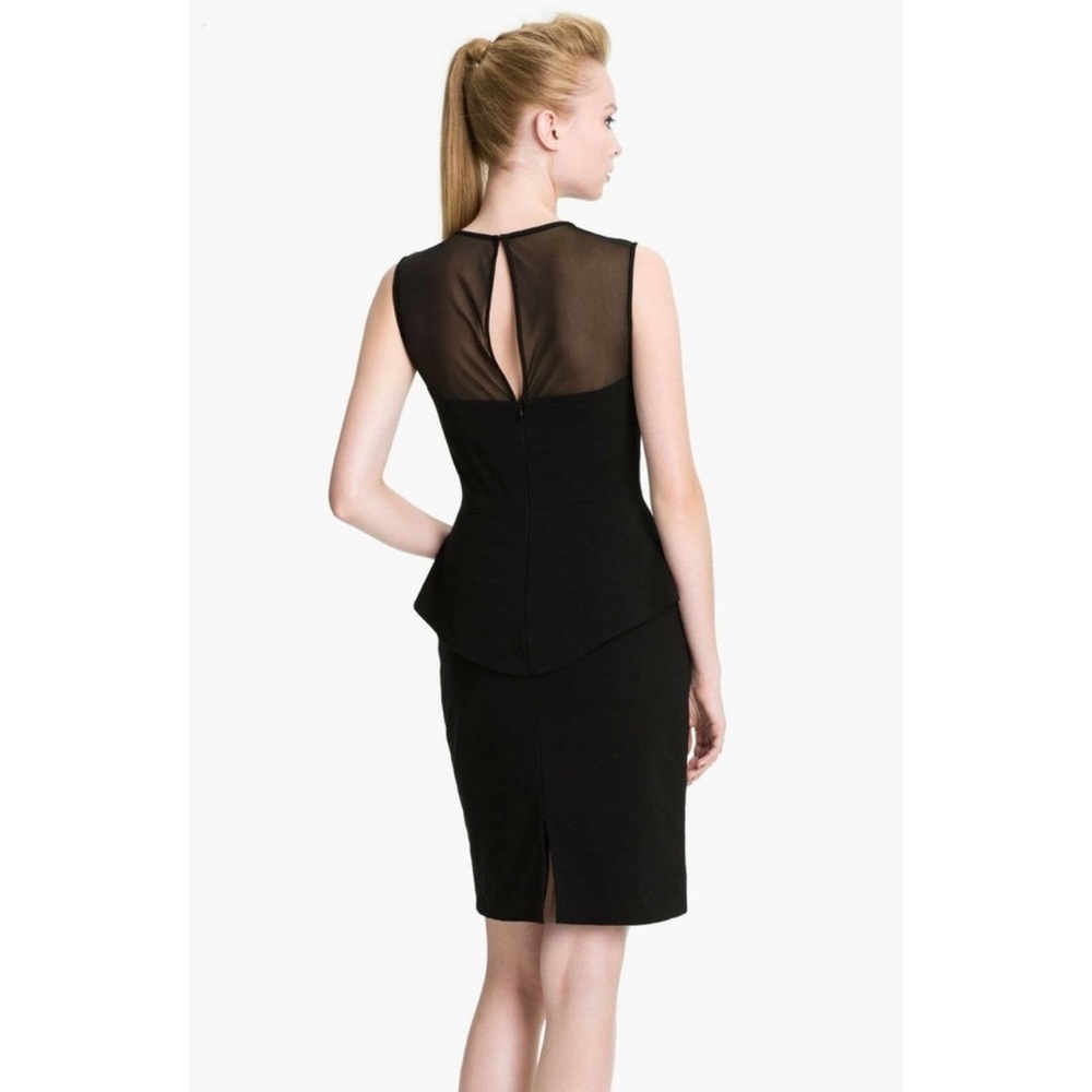 NWT Cache Black Illusion Mesh Peplum Sheath Cockt… - image 3